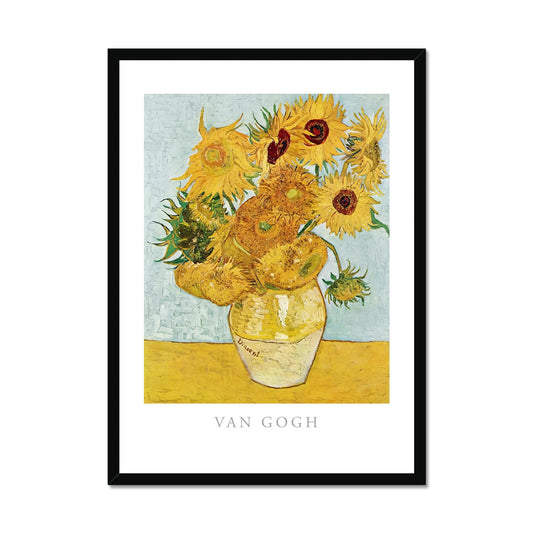 Van Gogh - Vase mit zwölf Sonnenblumen Poster in Premium Holzrahmen - Boutique de l´Art