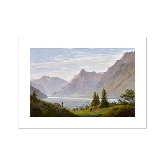 Friedrich - Landscape With Mountain Lake, Morning Poster - Atopurinto