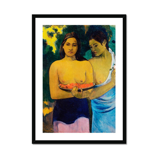 Gauguin - Zwei Frauen aus Tahiti Poster in Premium Holzrahmen - Boutique de l´Art