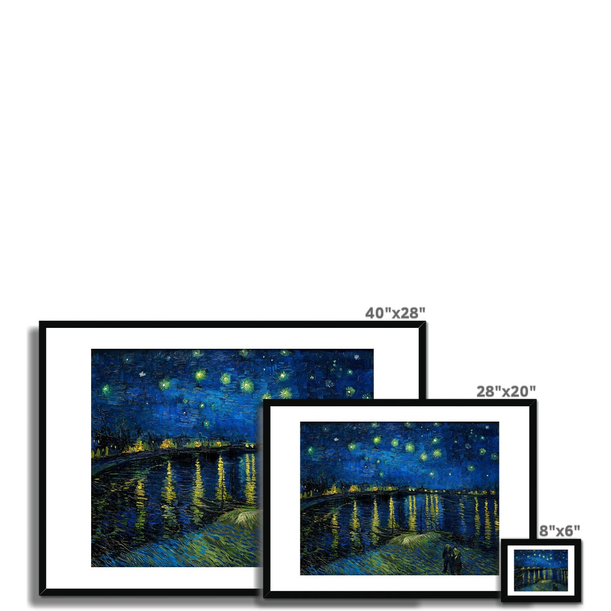 Van Gogh - Sternennacht über der Rhone Poster in Premium Holzrahmen - Boutique de l´Art