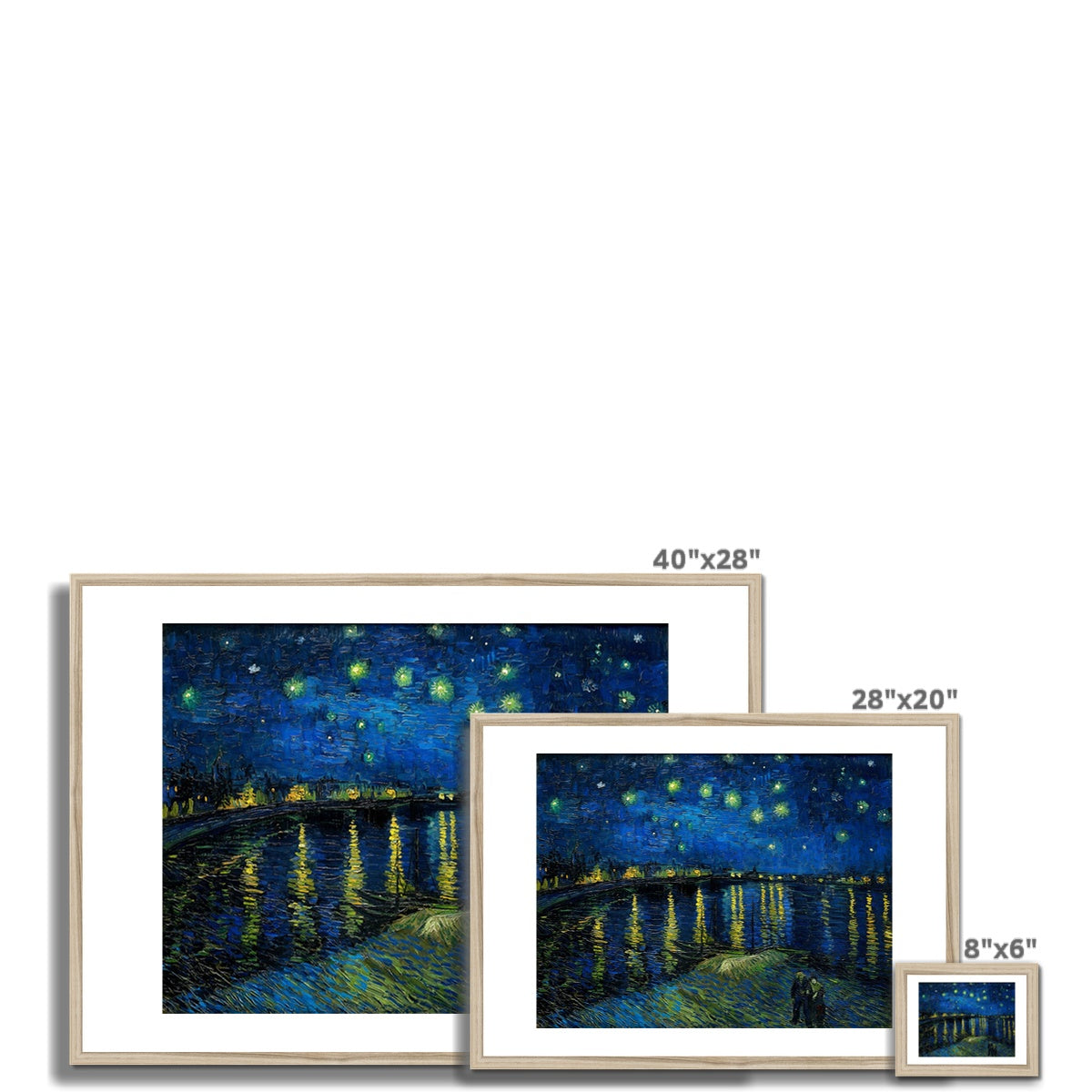 Van Gogh - Sternennacht über der Rhone Poster in Premium Holzrahmen - Boutique de l´Art
