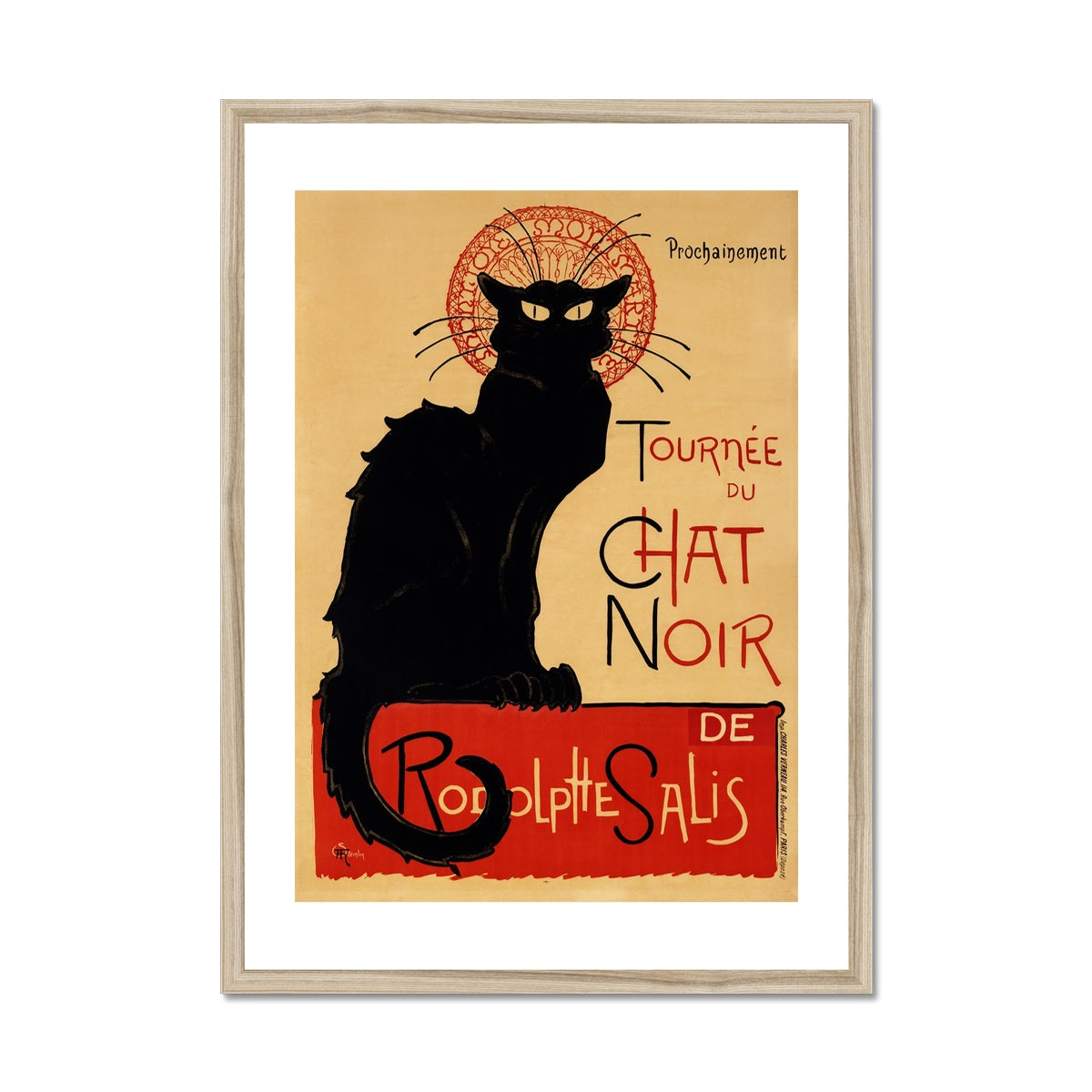Steinlen - Le Chat Noir Poster in Premium Holzrahmen - Boutique de l´Art