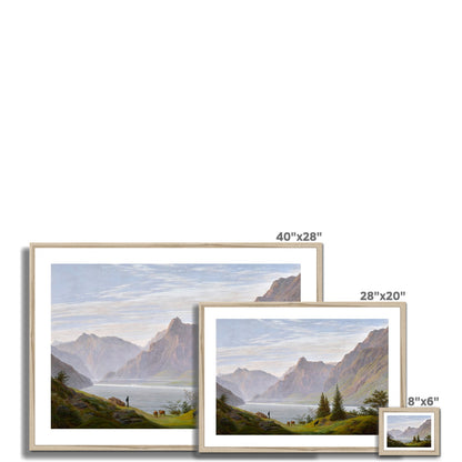 Friedrich - Landschaft mit Gebirgssee, Morgen Poster in Premium Holzrahmen - Boutique de l´Art
