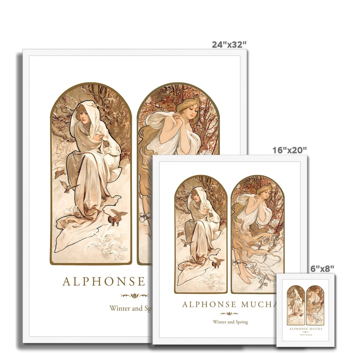 Mucha - Winter and Spring gerahmtes Poster - Atopurinto