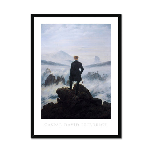 Friedrich - Der Wanderer über dem Nebelmeer Poster in Premium Holzrahmen - Boutique de l´Art