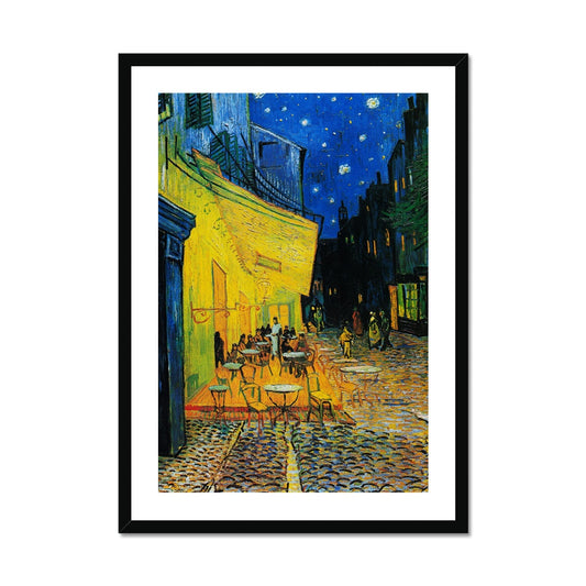 Van Gogh - Caféterrasse am Abend Poster in Premium Holzrahmen - Boutique de l´Art