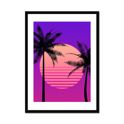 Retro Sunset ´86 Poster in Premium Holzrahmen - Boutique de l´Art
