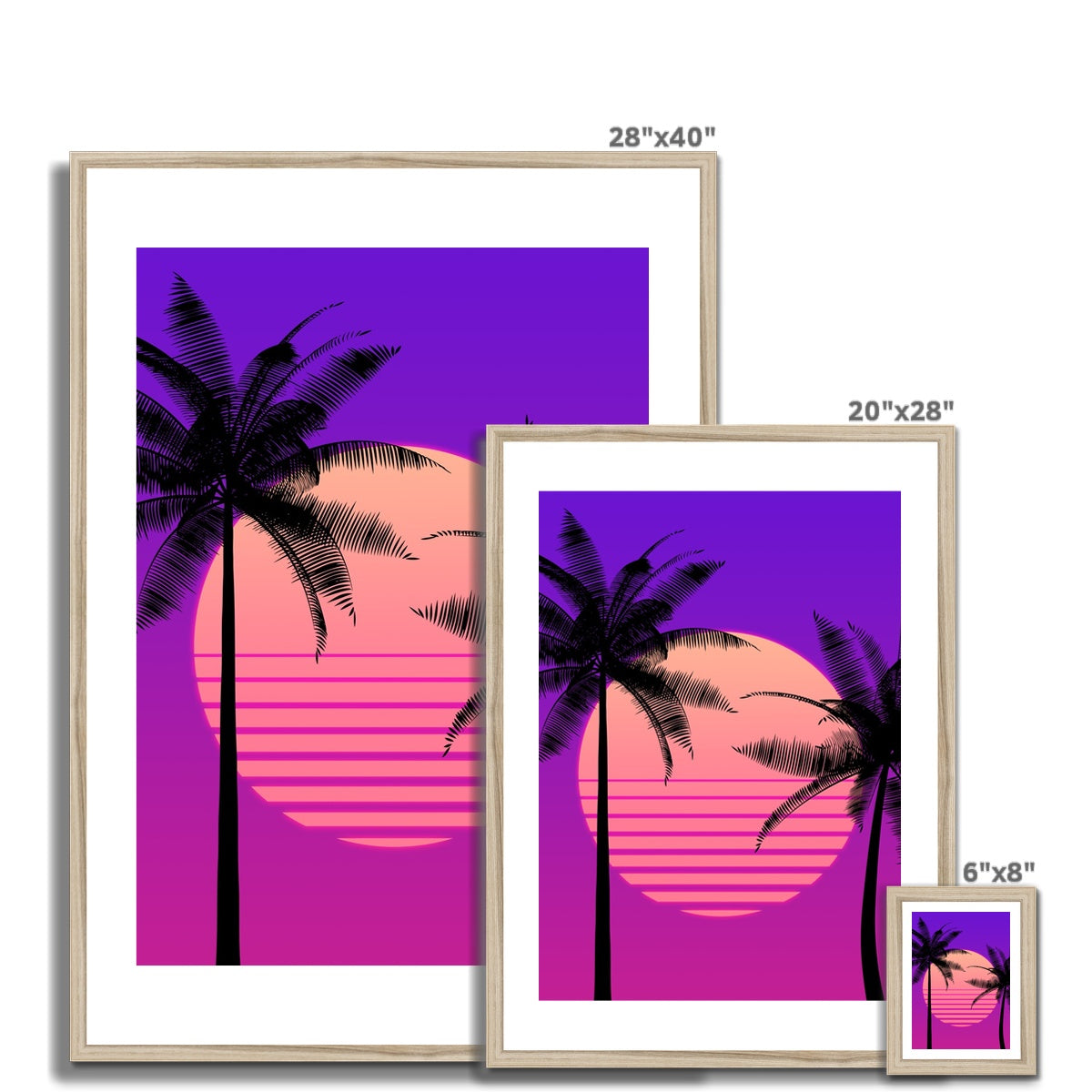 Retro Sunset ´86 Poster in Premium Holzrahmen - Boutique de l´Art