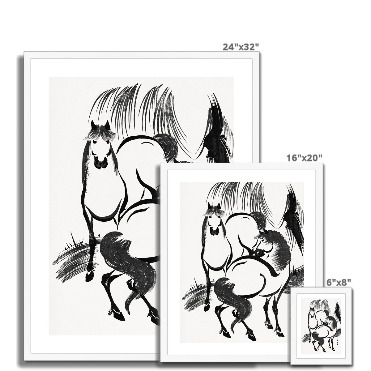 Shunsen - Japanese Horses gerahmtes Poster - Atopurinto
