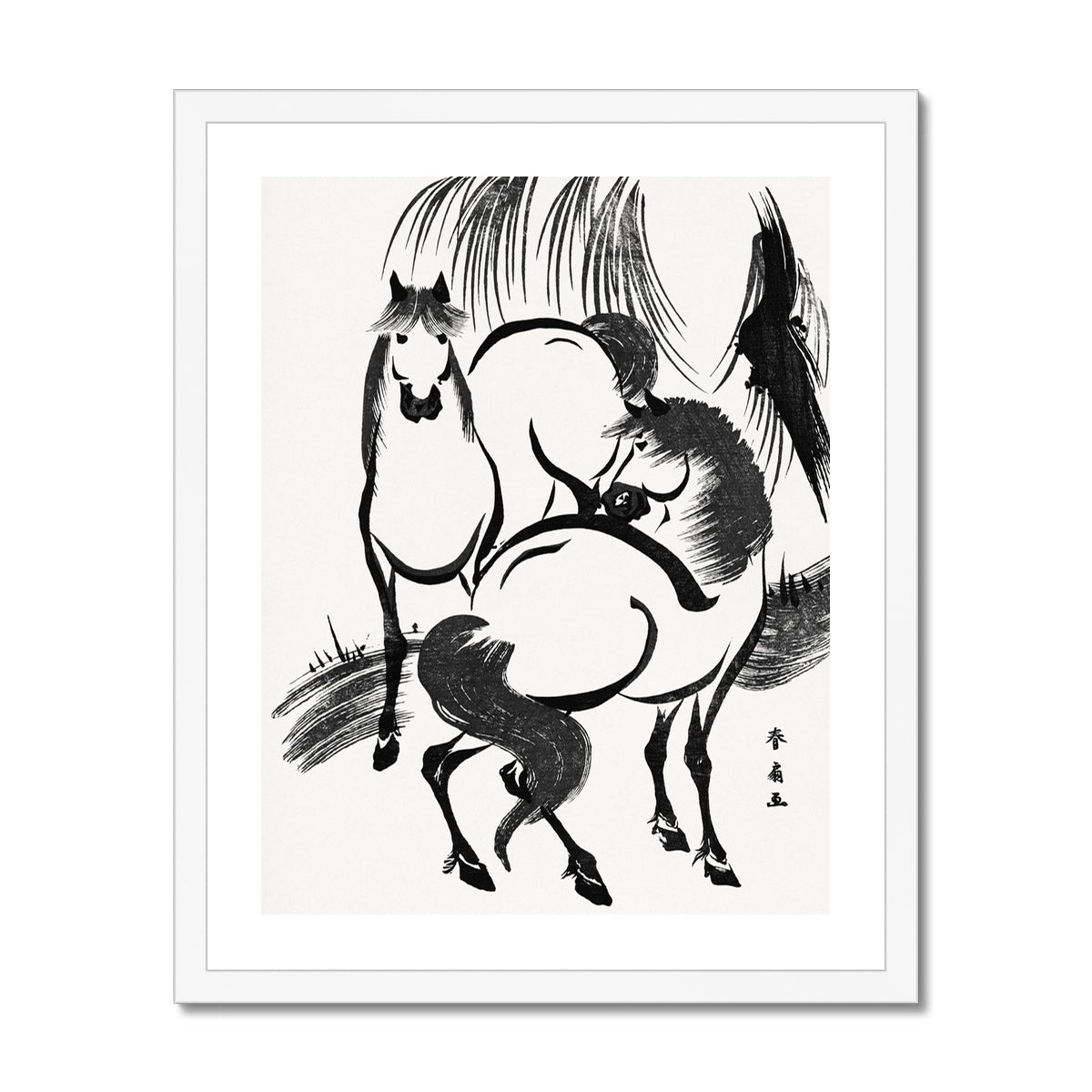Shunsen - Japanese Horses gerahmtes Poster - Atopurinto