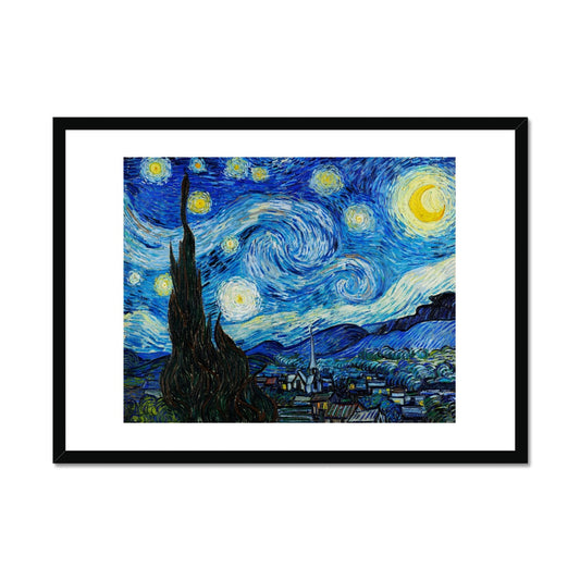 Van Gogh - Sternennacht Poster in Premium Holzrahmen - Boutique de l´Art