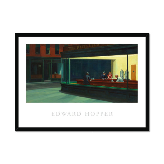 Hopper - Nighthawks Poster in Premium Holzrahmen - Boutique de l´Art