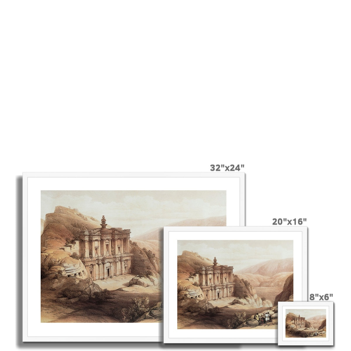 Roberts - Petra, The Monastery Poster mit Rahmen - Boutique de l´Art