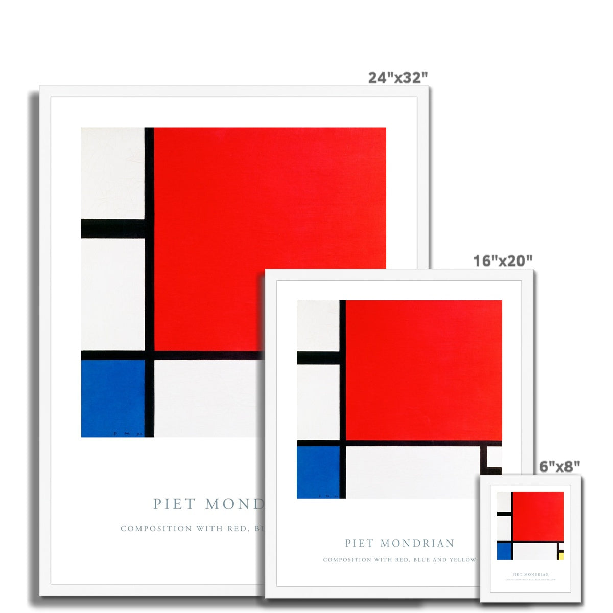 Mondrian -  Composition with Red, Blue, and Yellow gerahmtes Poster - Atopurinto