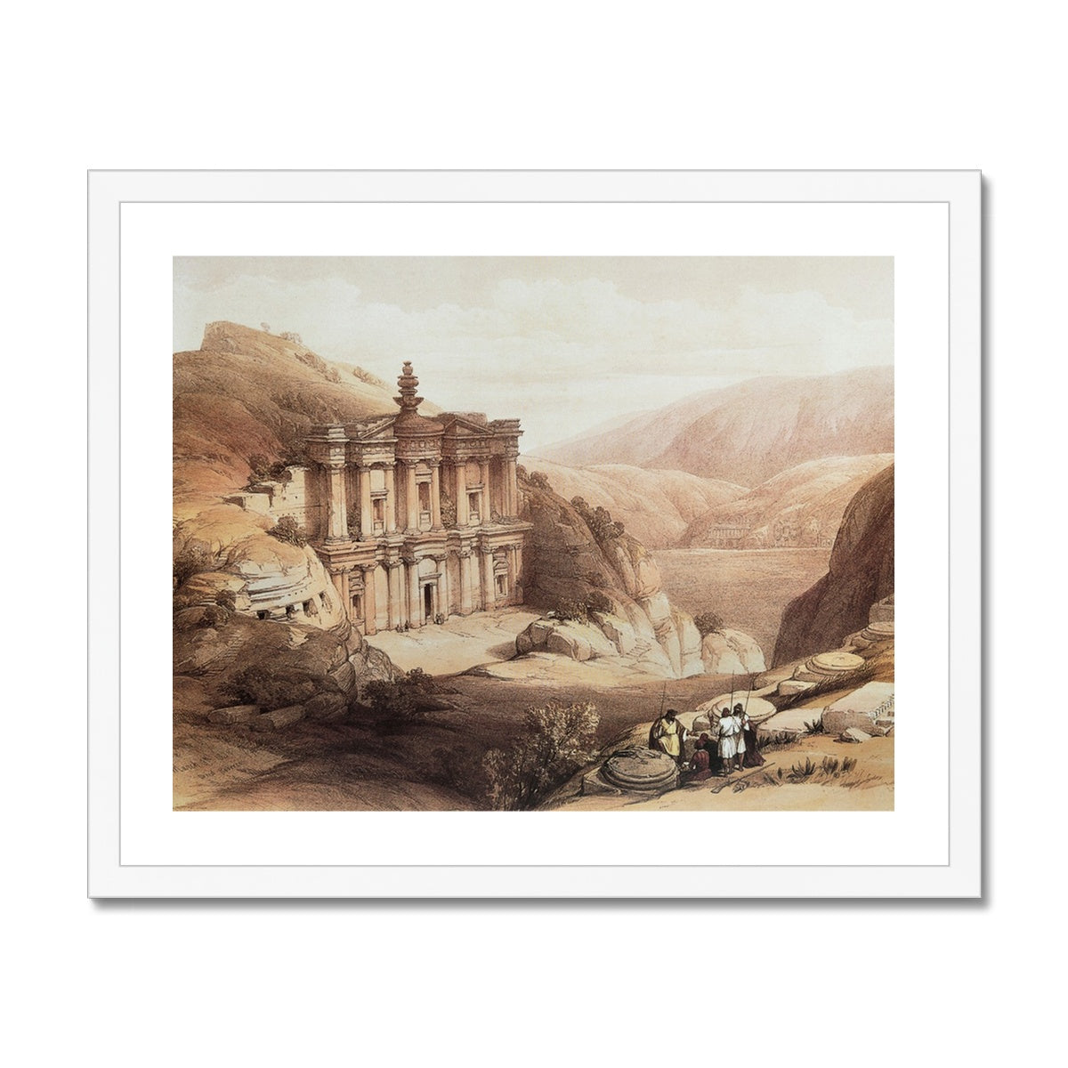 Roberts - Petra, The Monastery Poster mit Rahmen - Boutique de l´Art
