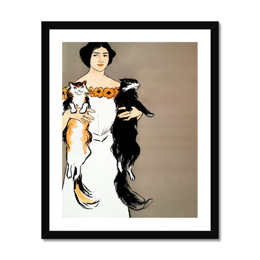 Woman with cats gerahmtes Poster - Atopurinto