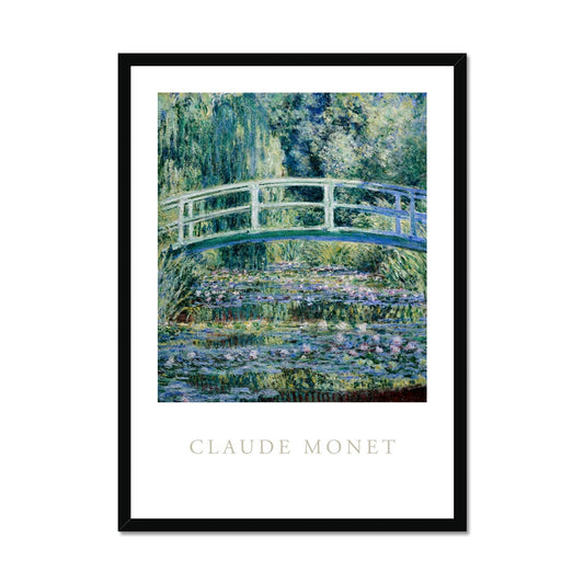 Monet - Wasserlilien und Japanische Brücke Poster in Premium Holzrahmen - Boutique de l´Art